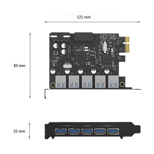 هاب USB3.0 پنج پورت PCI اوریکو مدل PVU3-5O2I