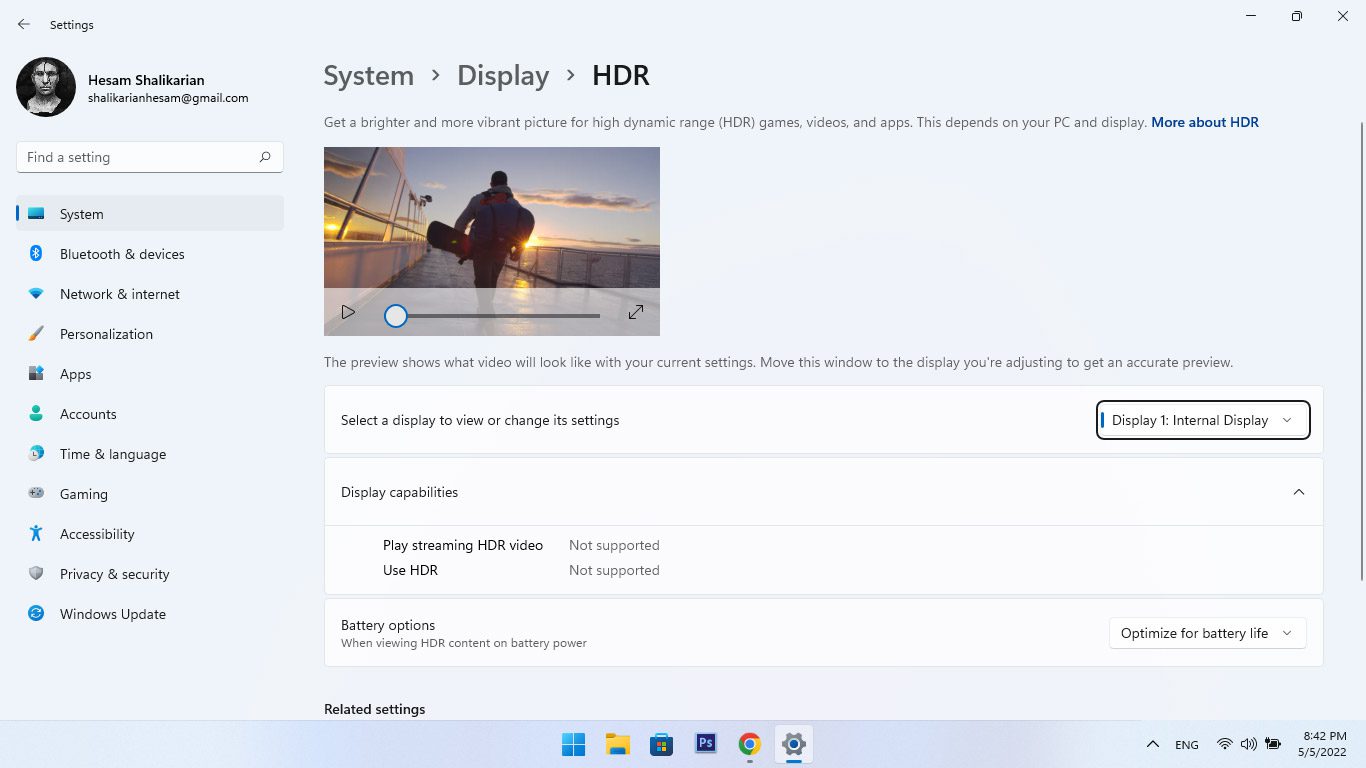 تنظیمات HDR ویندوز 11