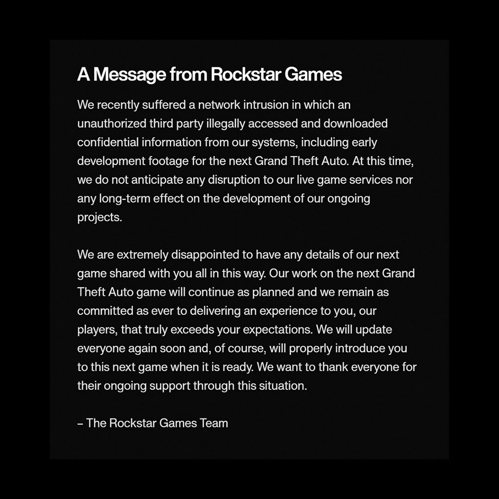 بیانیه رسمی راک استار در مورد افشای ویدئوهایی از بازی GTA 6